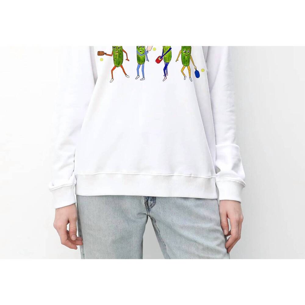 NEW UNFORTUNATE PORTRAIT unisex pickleball crewneck sweatshirt in white